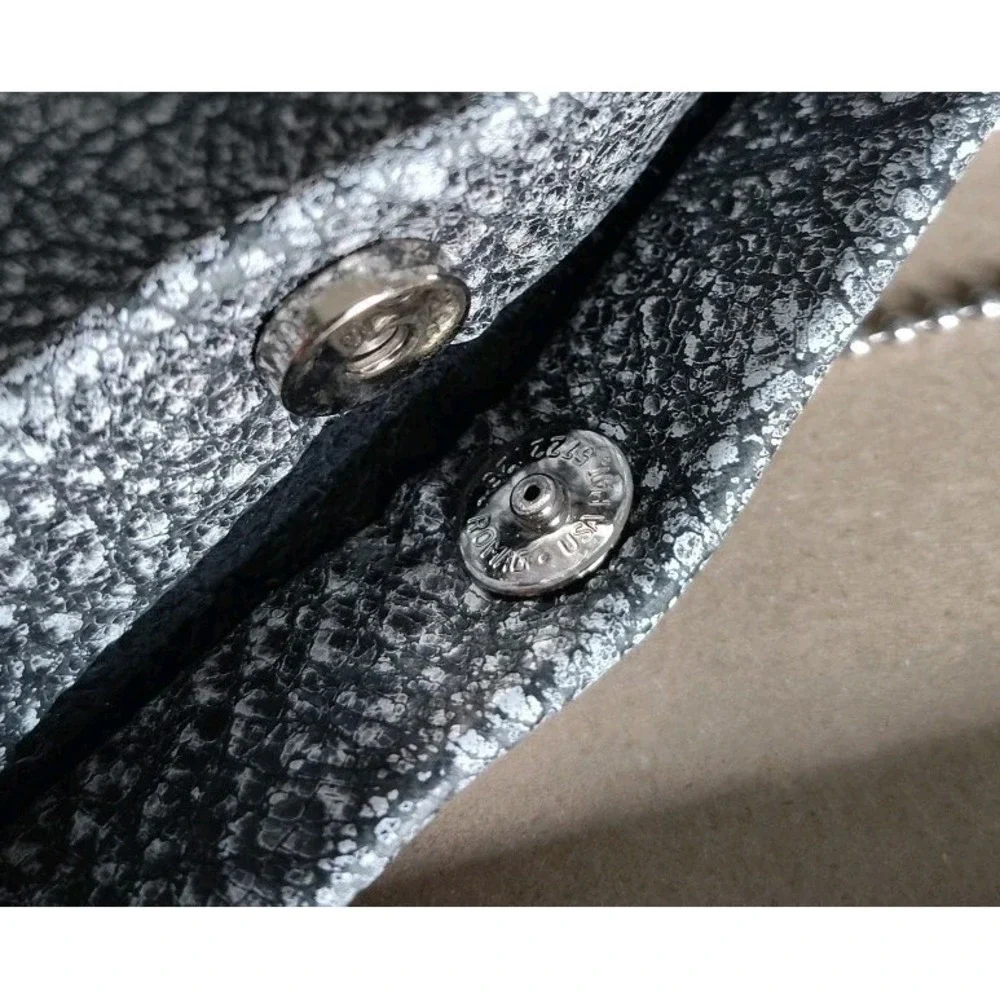 Leatherock Distressed Black Leather Crossbody Bag Purse Ball Chain Strap